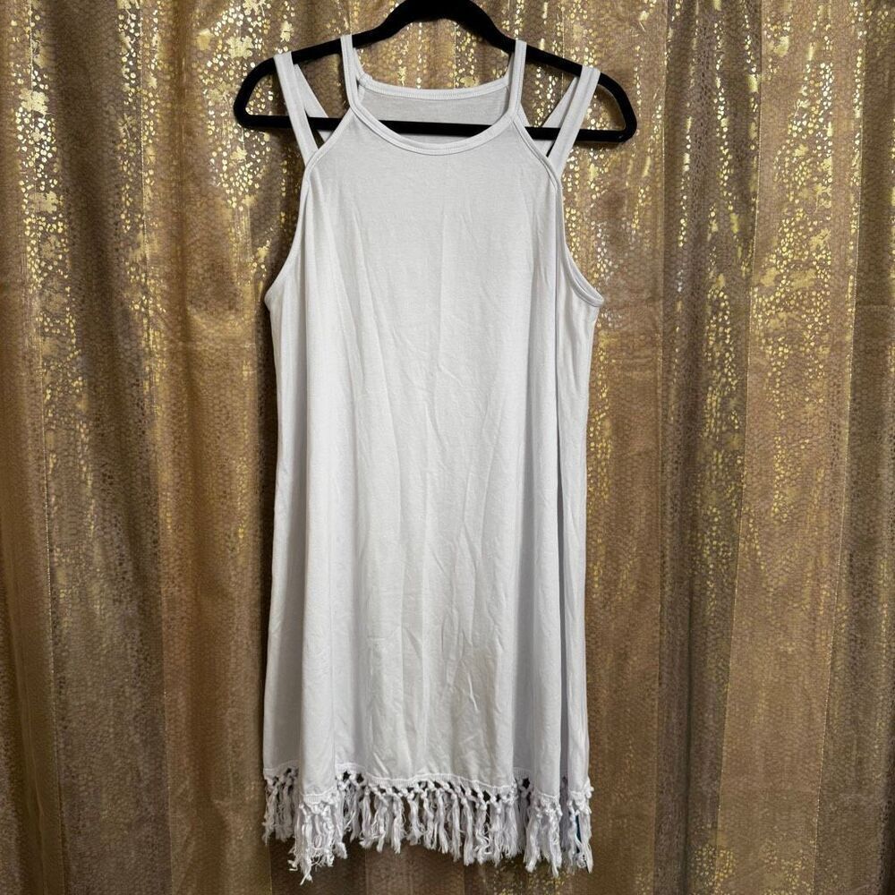 Cupshe Women'sโBoho Breeze Tassel Coverupโ Swim Dress White Large NWT